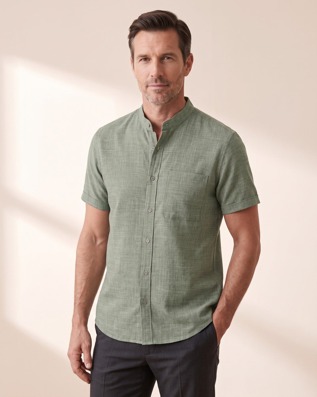 Men's Band Collar Shirt – Tangier