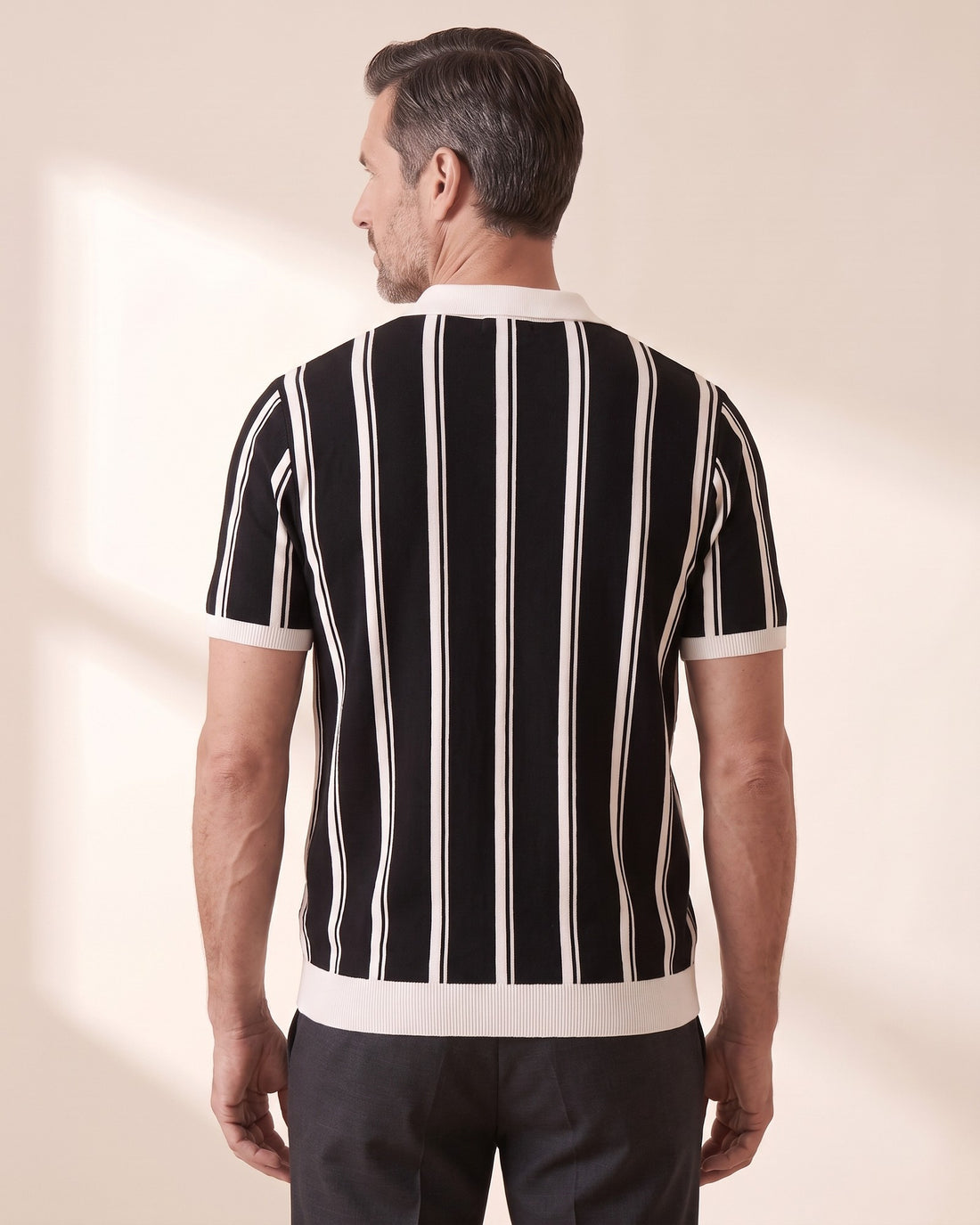 KEPT Men's Half-Zip Polo - Modena in black, back view
