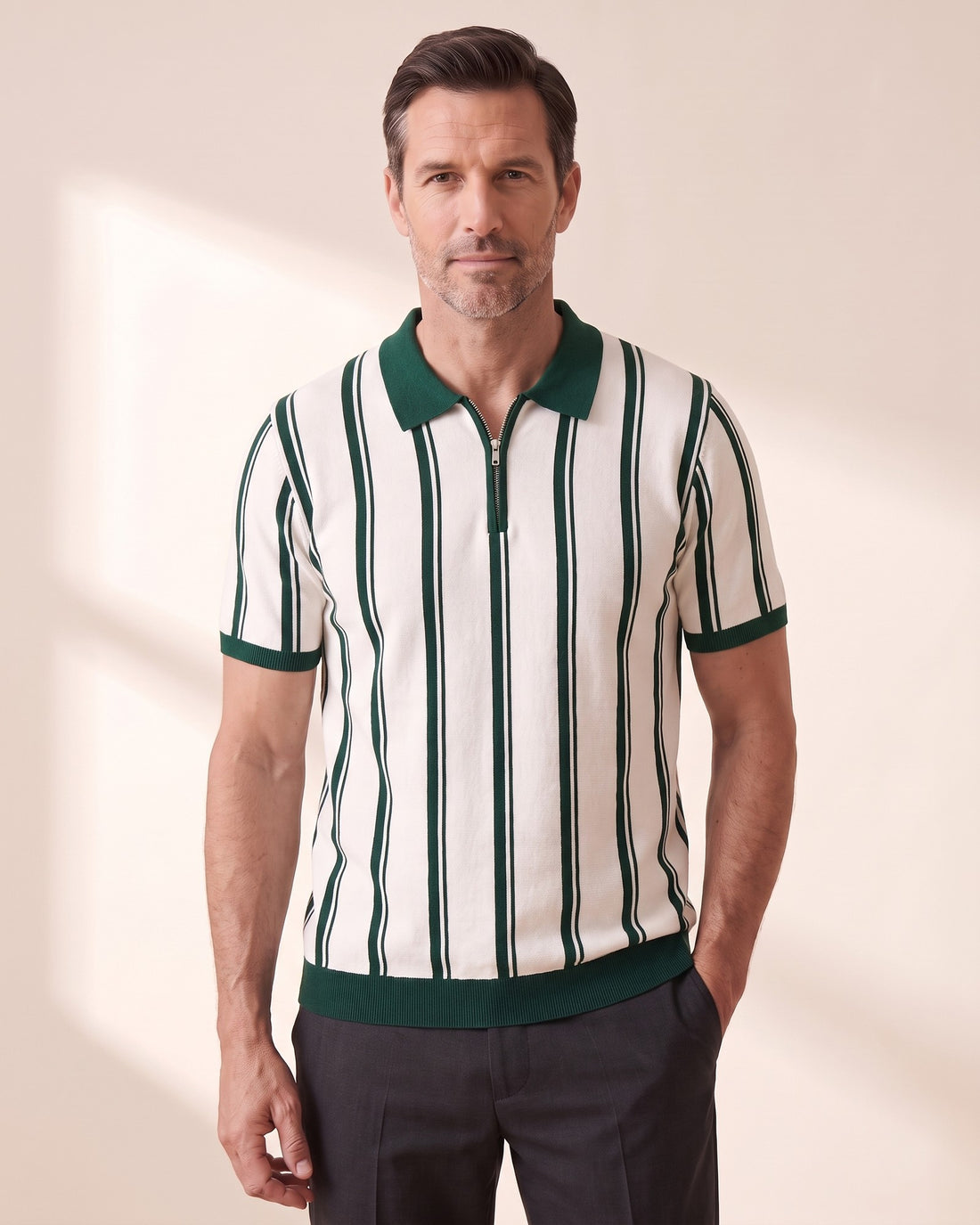 KEPT Men's Half-Zip Polo - Modena in green