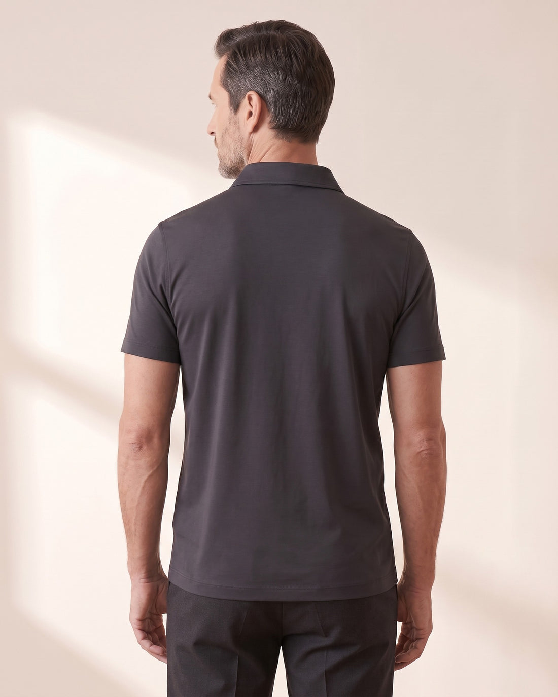 KEPT Men's Short Sleeve Polo Shirt - Anzio in black, back view