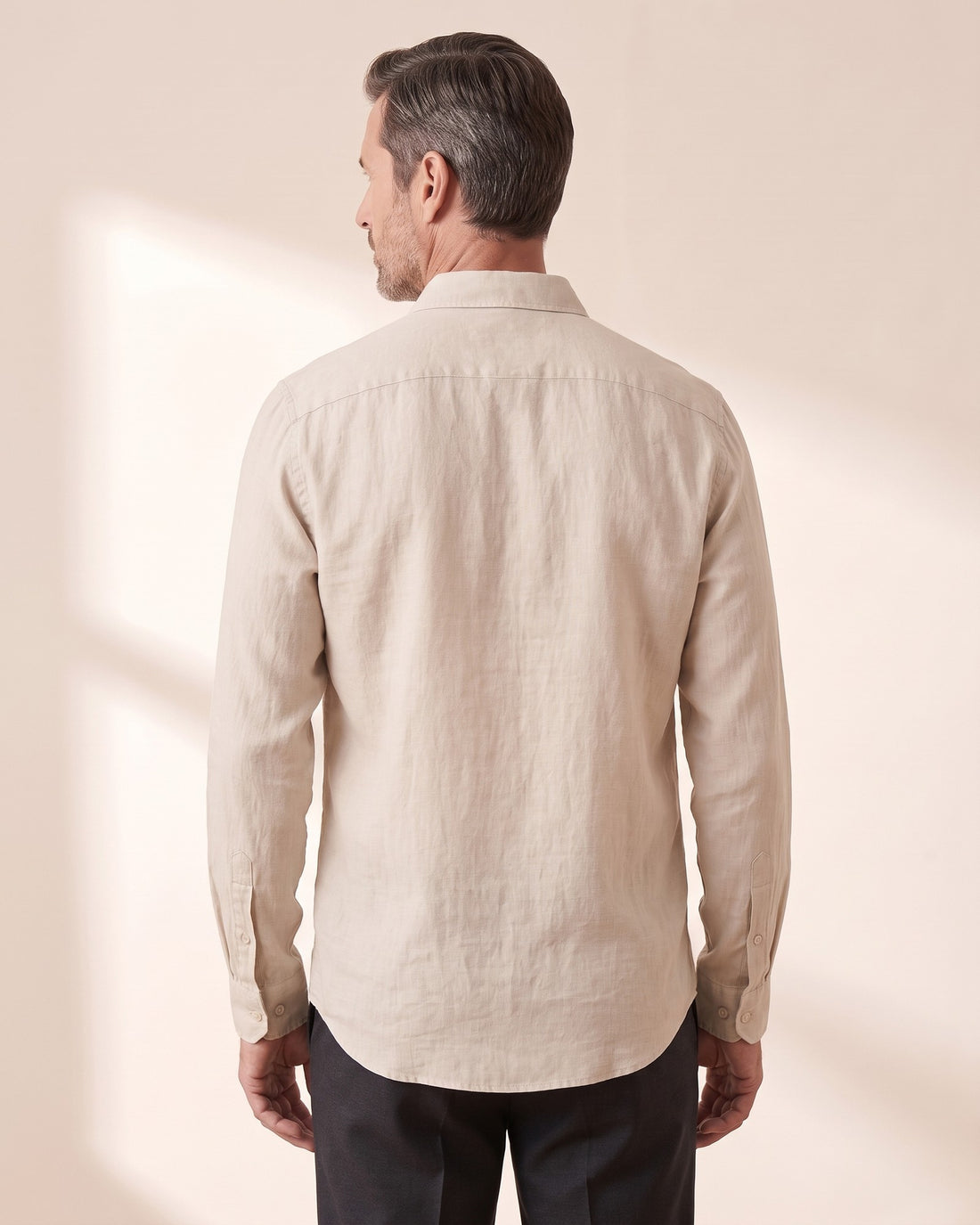 KEPT Men's Long-Sleeve Shirt - Cape Town in beige, back view