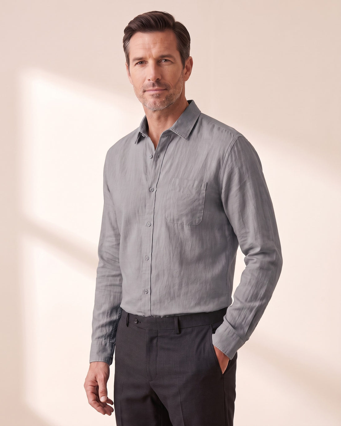 KEPT Men's Long-Sleeve Shirt - Cape Town in gray