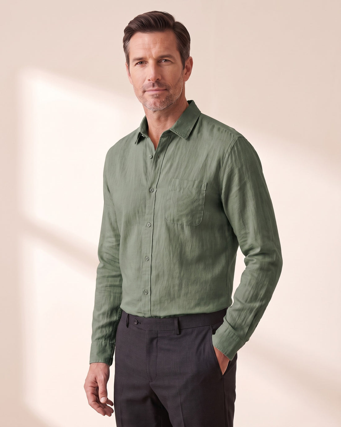 KEPT Men's Long-Sleeve Shirt - Cape Town in green