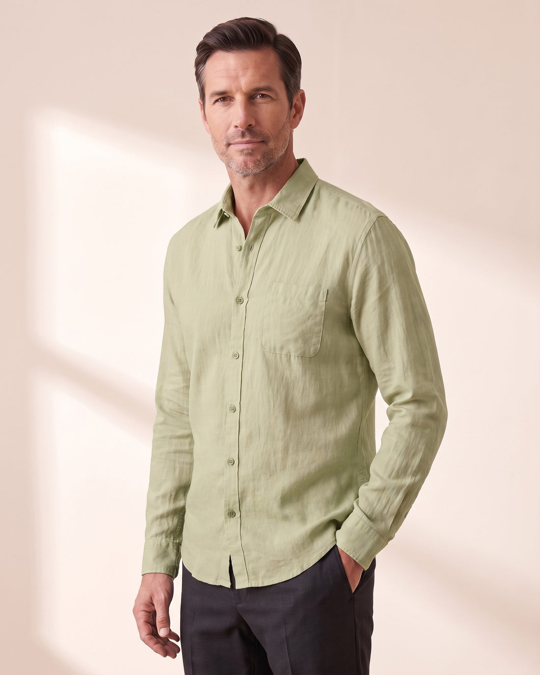 KEPT Men's Long-Sleeve Shirt - Cape Town in mint green