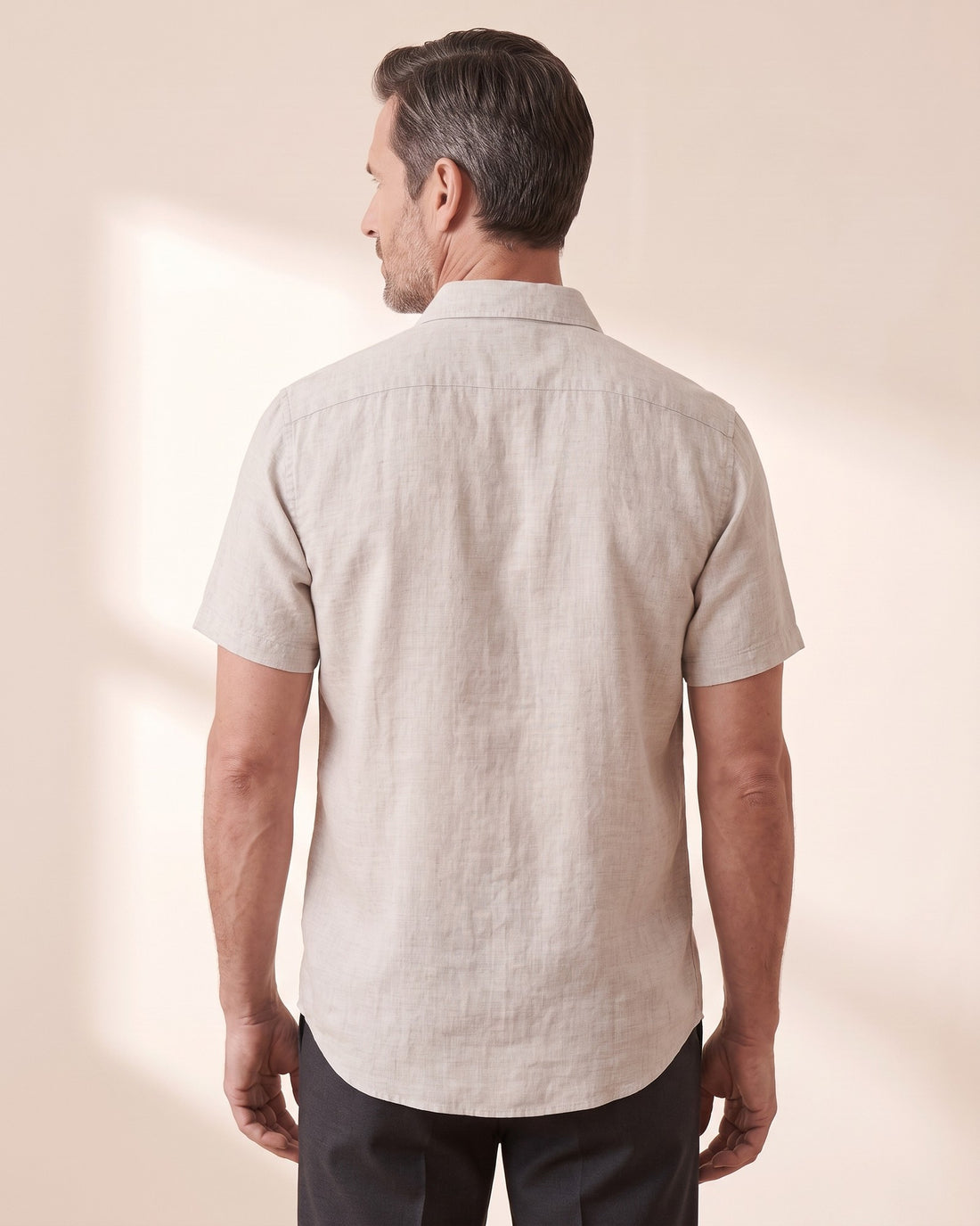 KEPT Men's Short-Sleeve Shirt - Cape Town in beige, back view