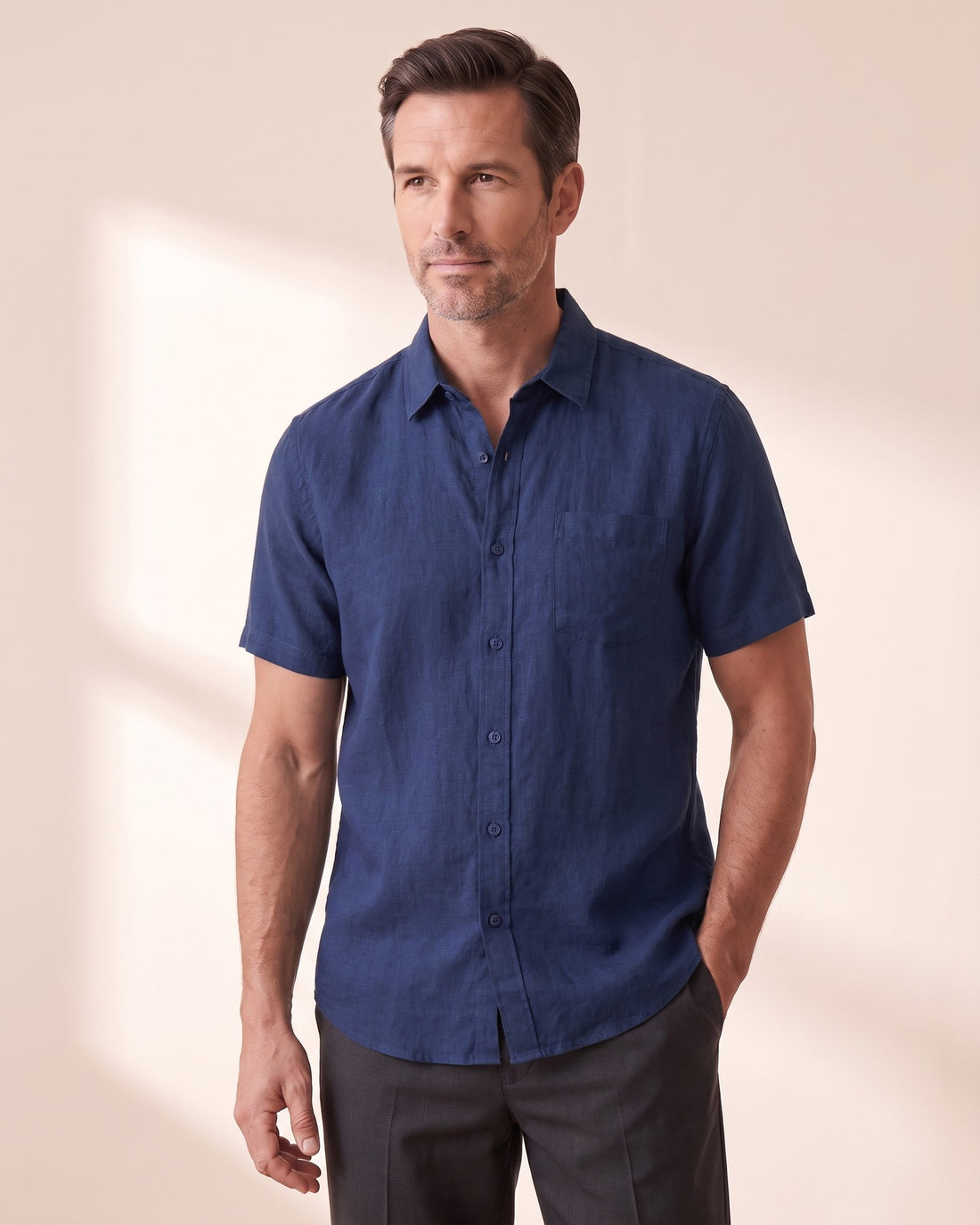 KEPT Men's Short-Sleeve Shirt - Cape Town in blue
