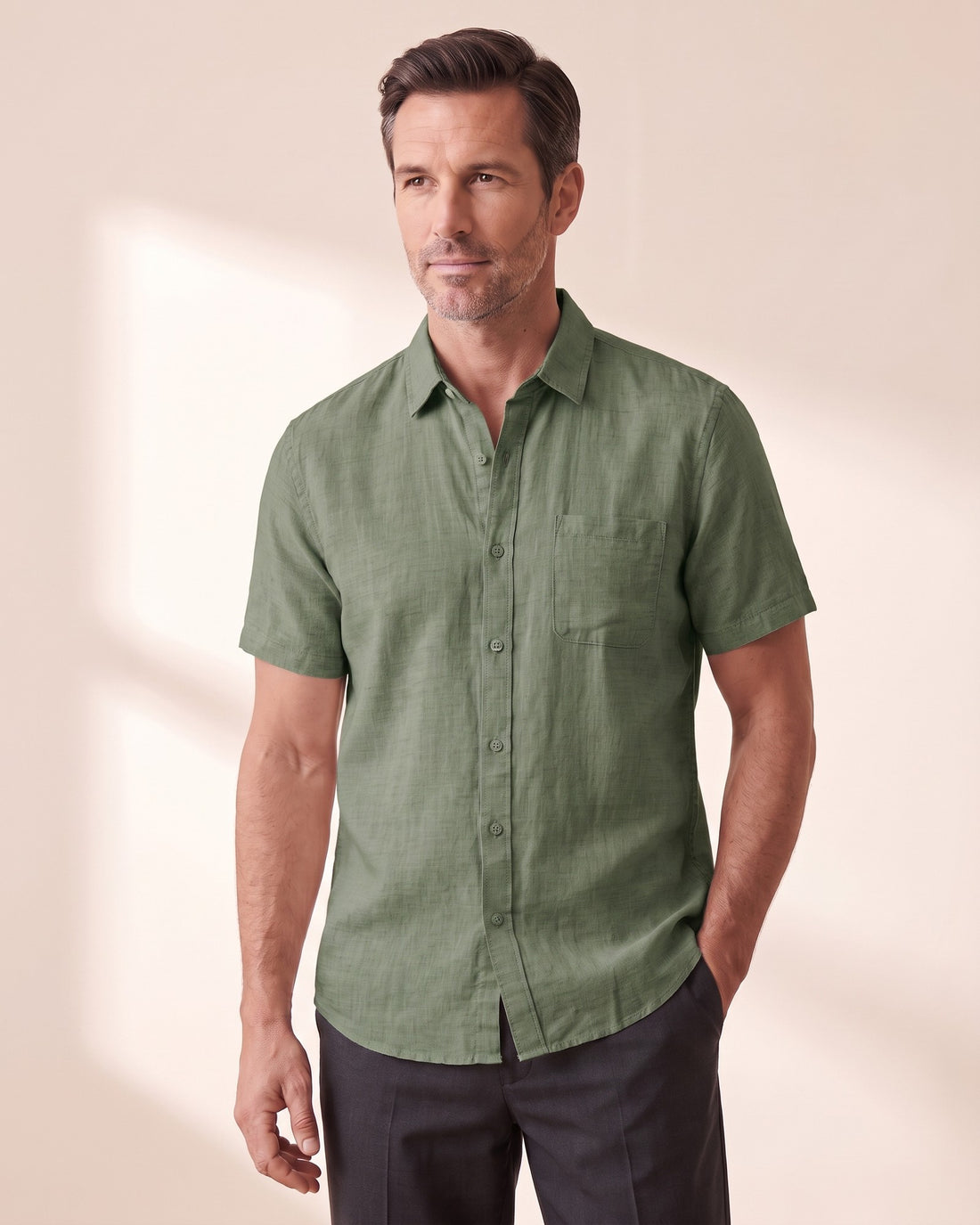 KEPT Men's Short-Sleeve Shirt - Cape Town in green
