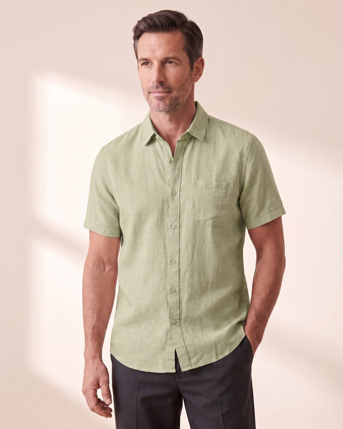 KEPT Men's Short-Sleeve Shirt - Cape Town in mint green