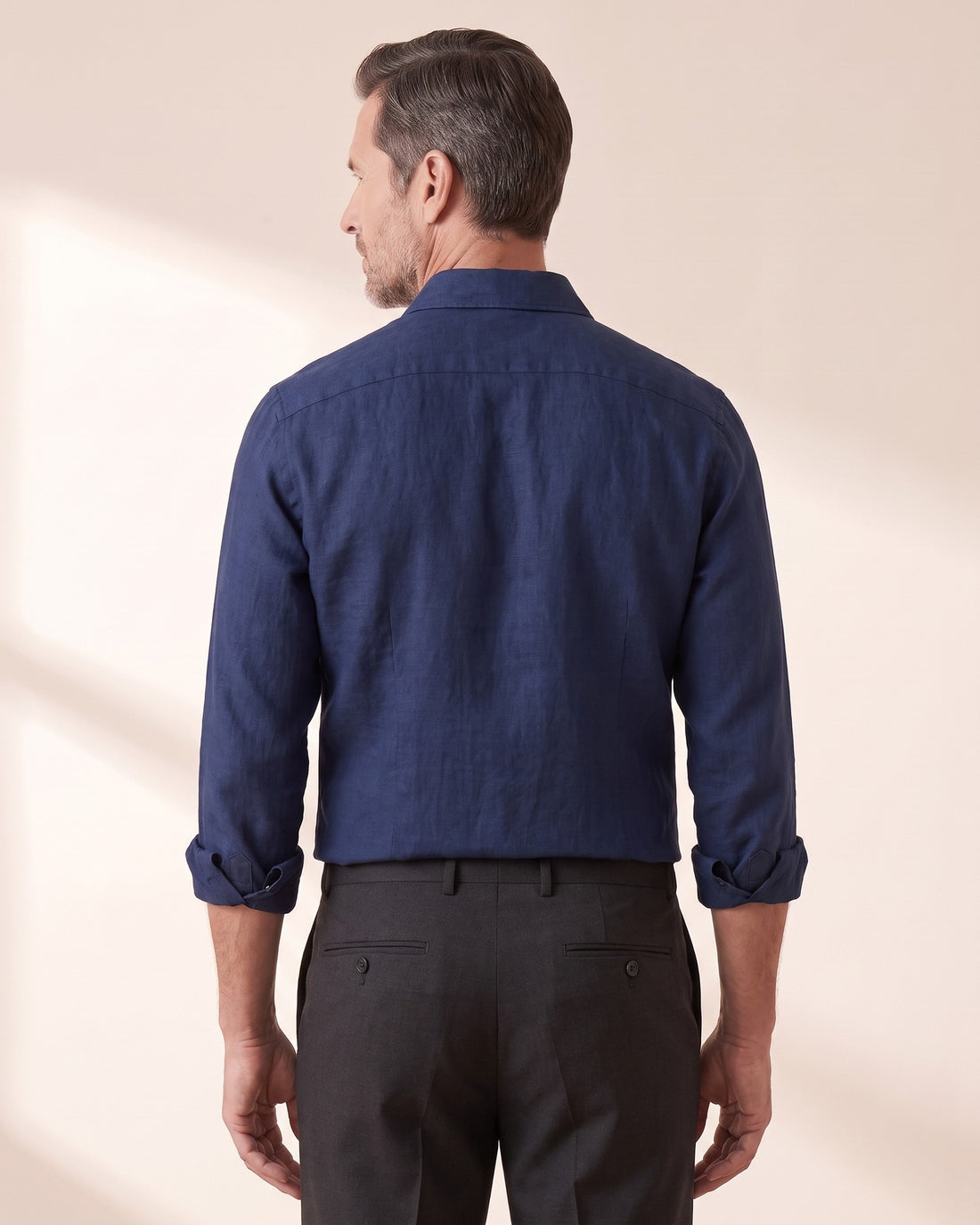 KEPT Men's Summer Shirt - Taormina in navy, back view