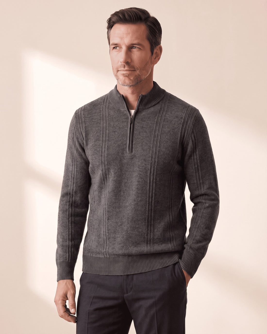 KEPT Men's Half-Zip Sweater - Aosta in gray