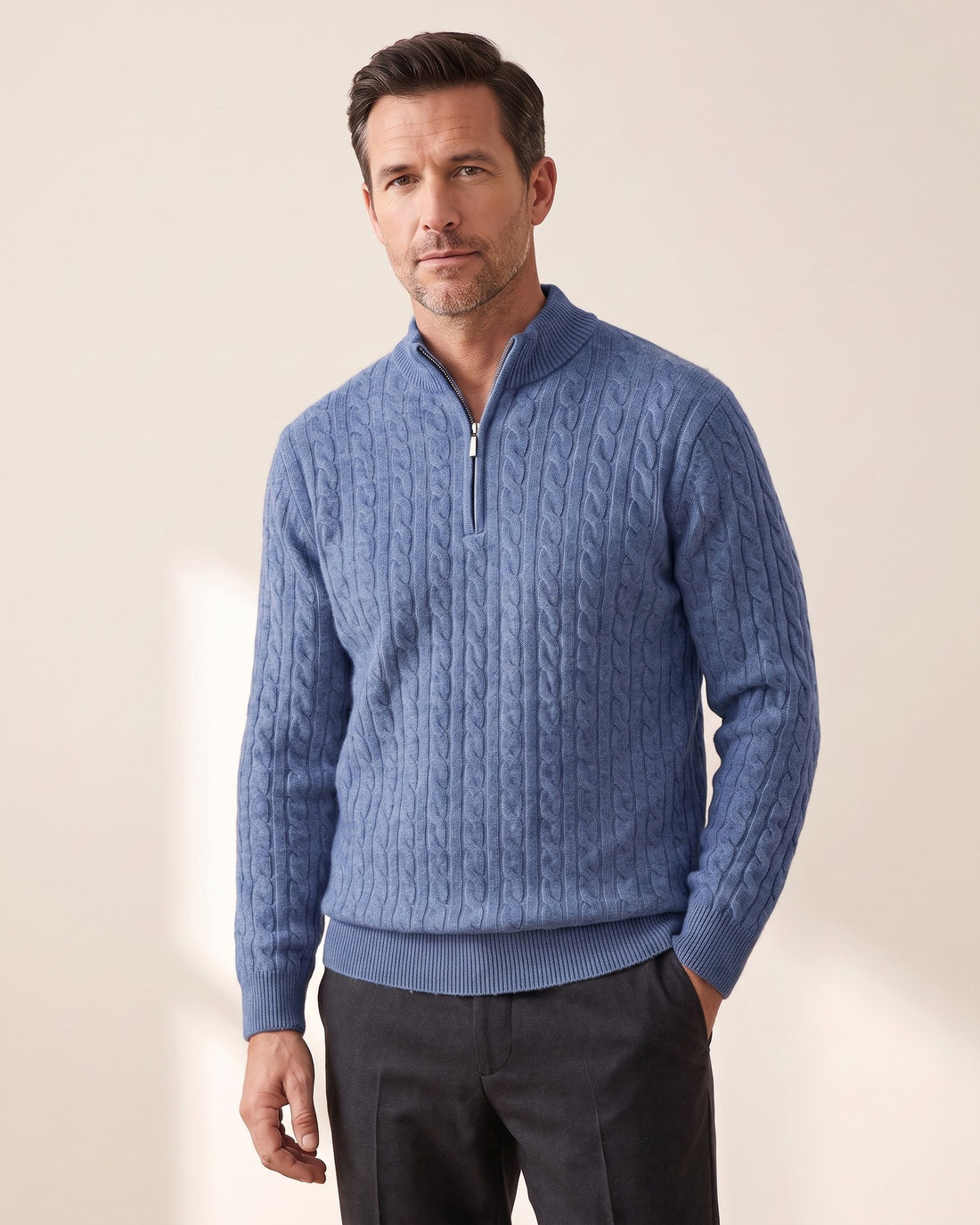 KEPT Men's Half-Zip Sweater - Siena in blue
