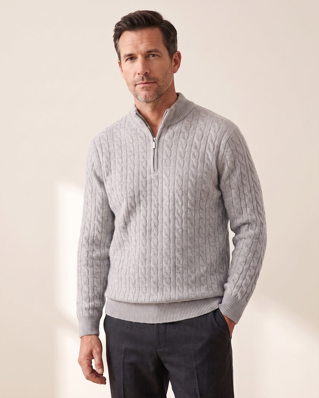 KEPT Men's Half-Zip Sweater - Siena in gray