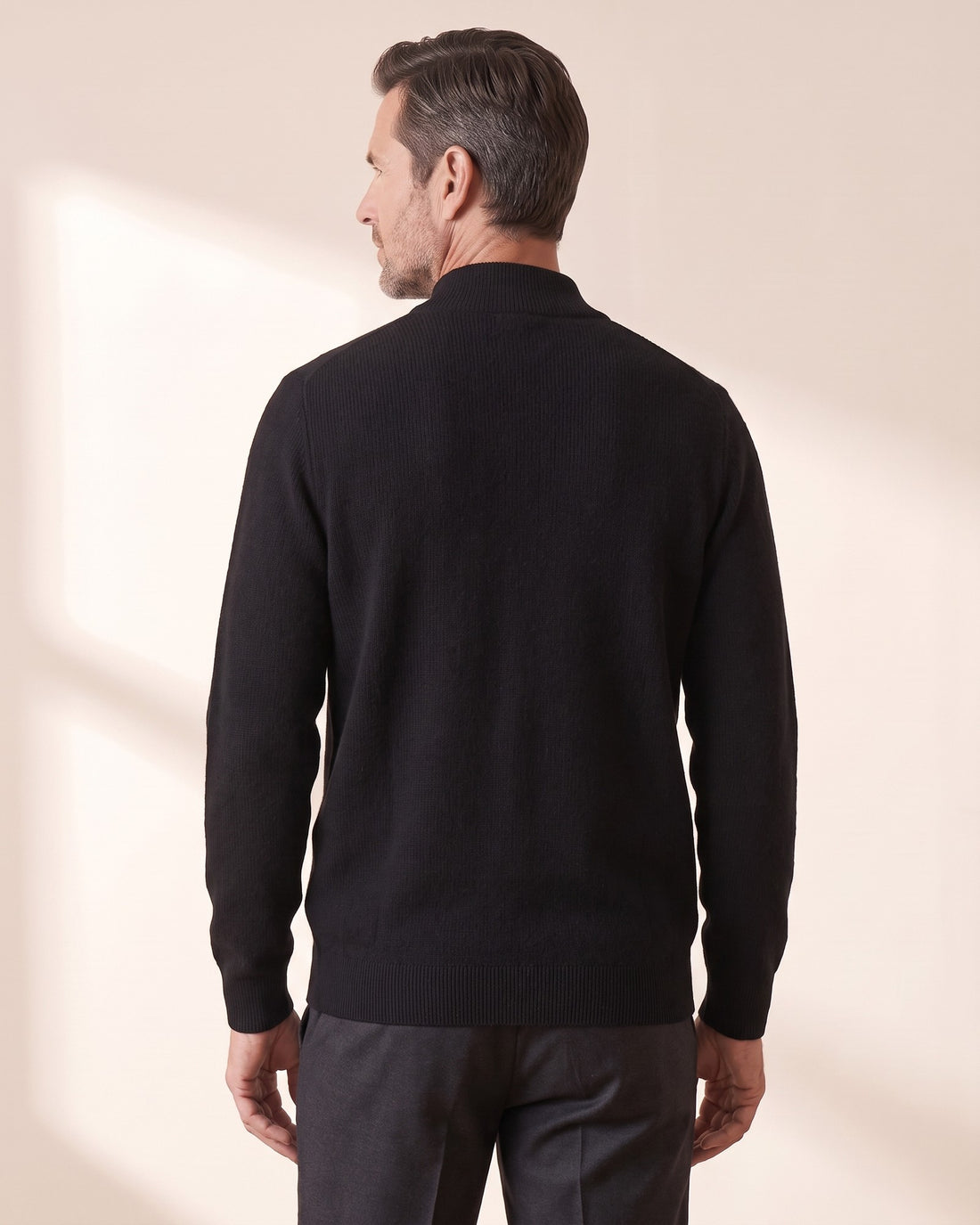 KEPT Men's Sweater Vest - Davos in black, back view