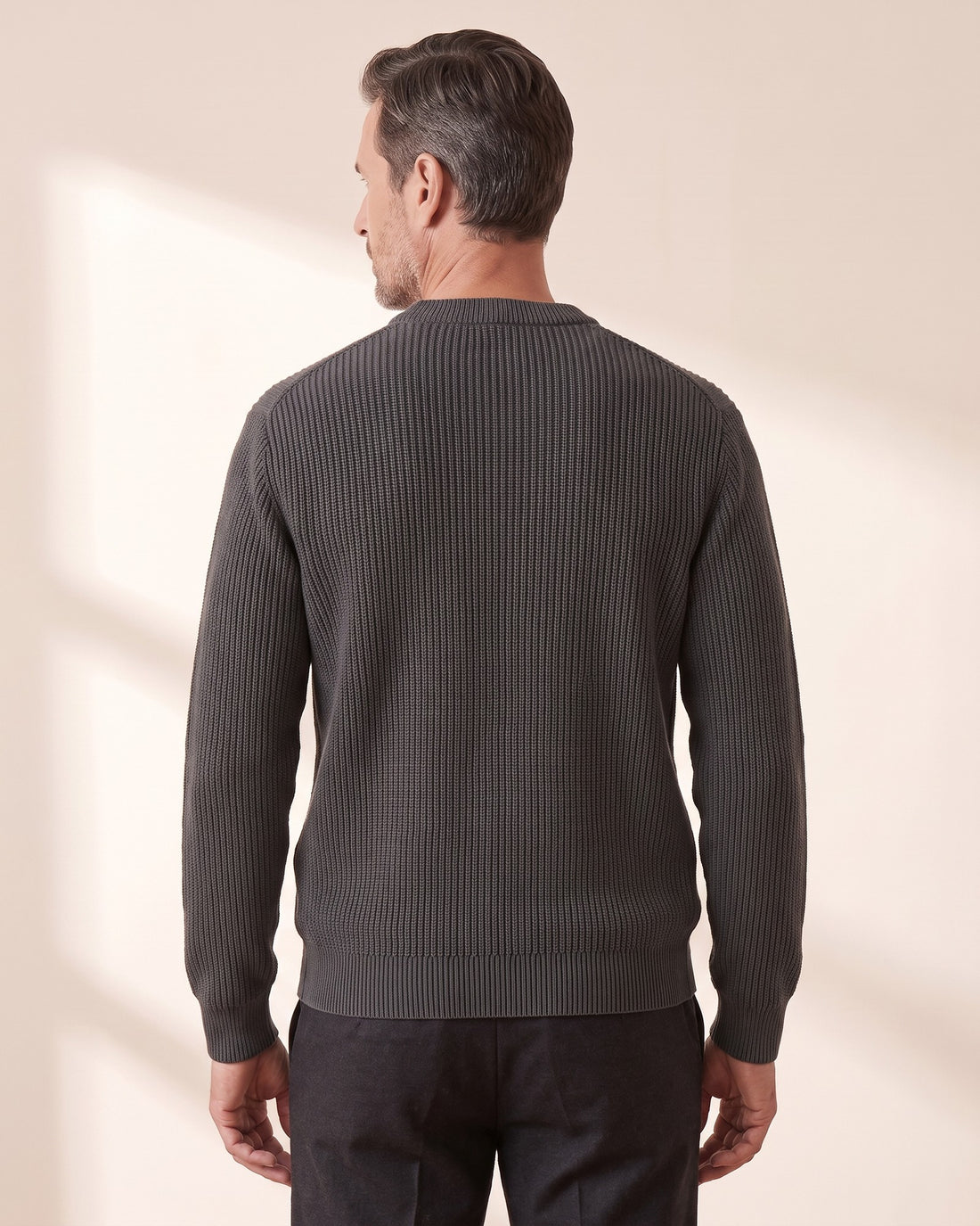 KEPT Men's Crewneck Sweater - Padua in gray, back view