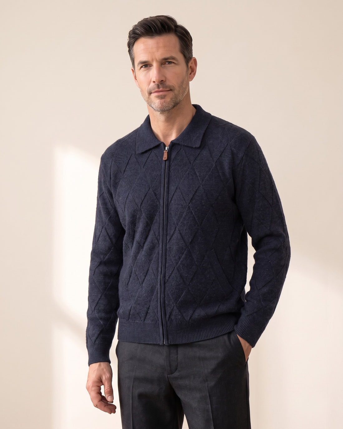 KEPT Men's Zip Cardigan - Balmoral in navy