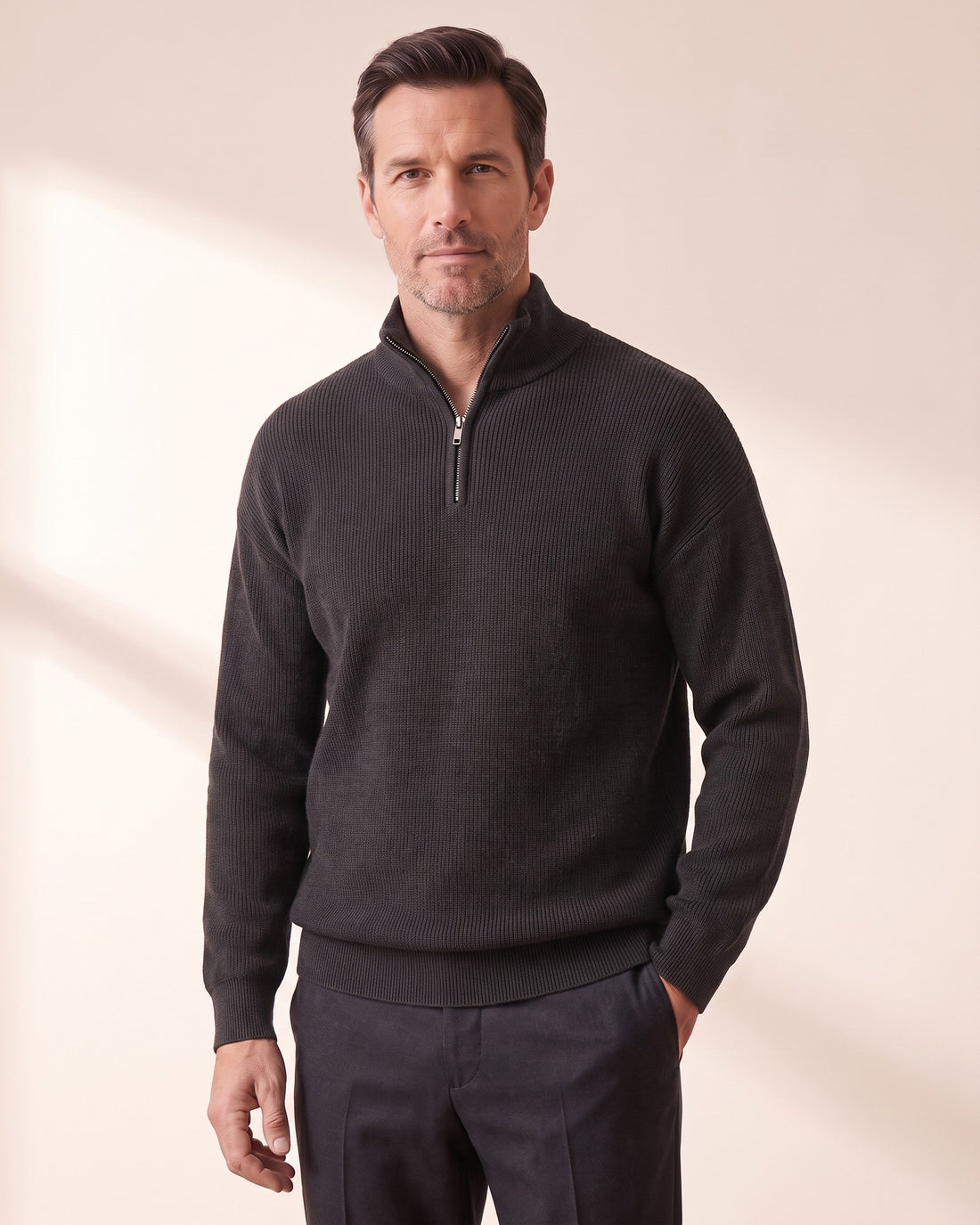 KEPT Men's Half-Zip Sweater - Bruges in dark gray