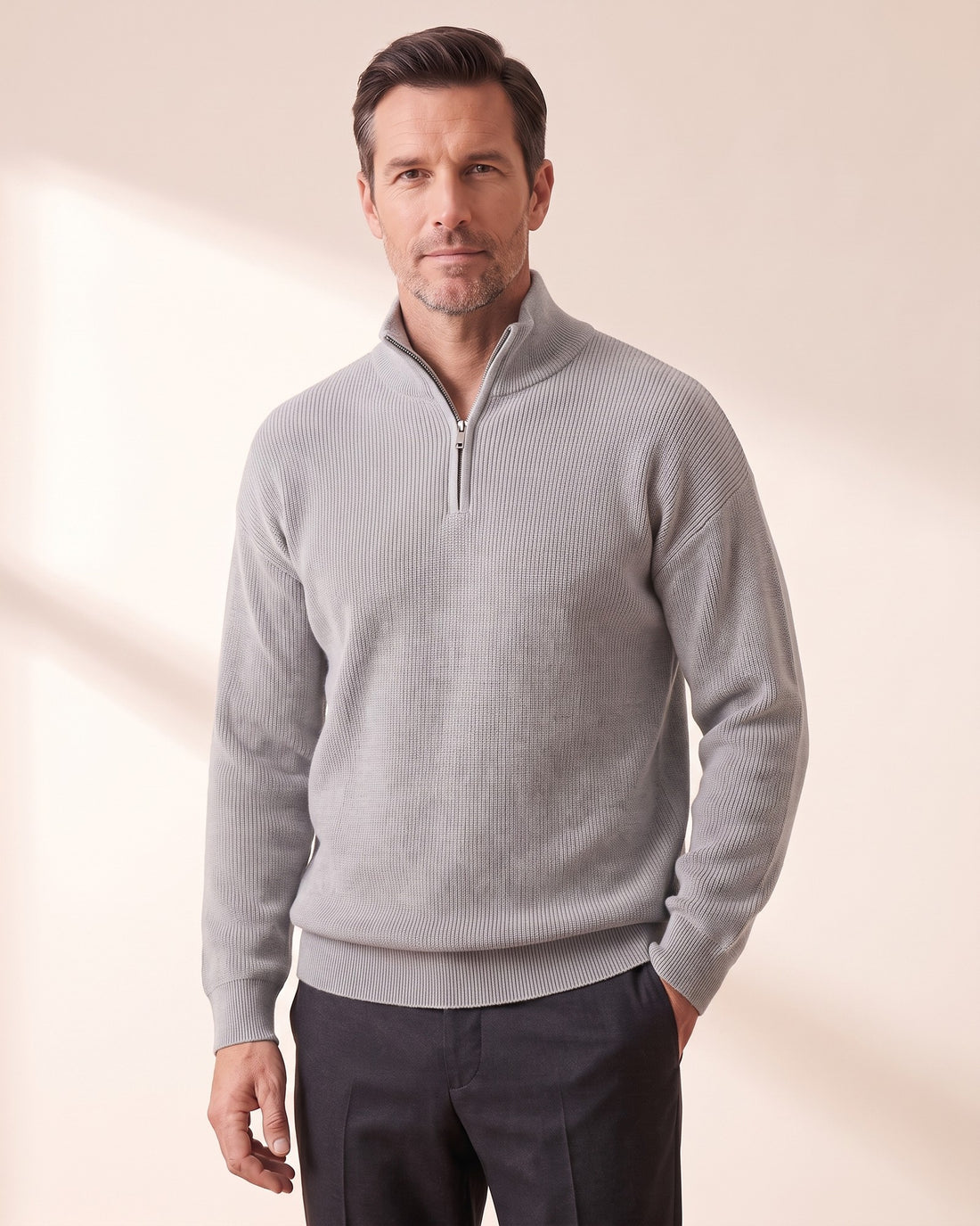 KEPT Men's Half-Zip Sweater - Bruges in gray