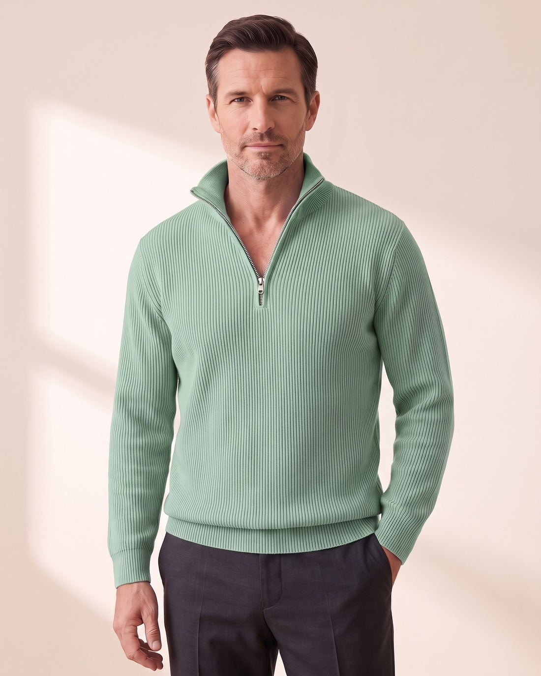 KEPT Men's Half-Zip Sweater - Zurich in green