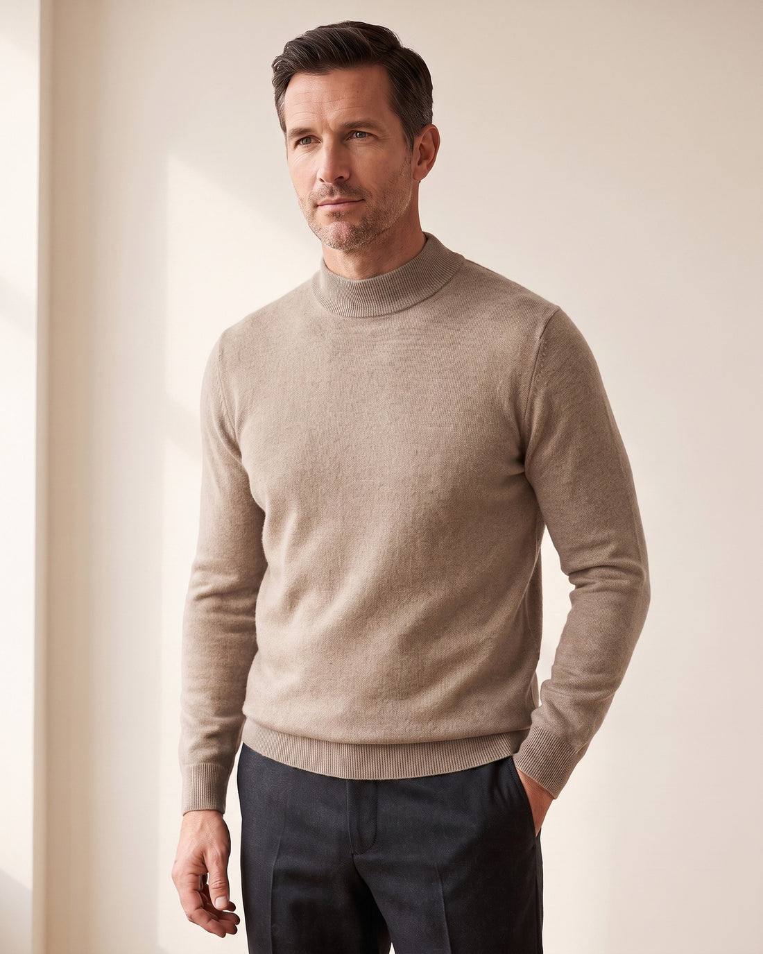 KEPT Men's Turtleneck Sweater - Lucerne in brown
