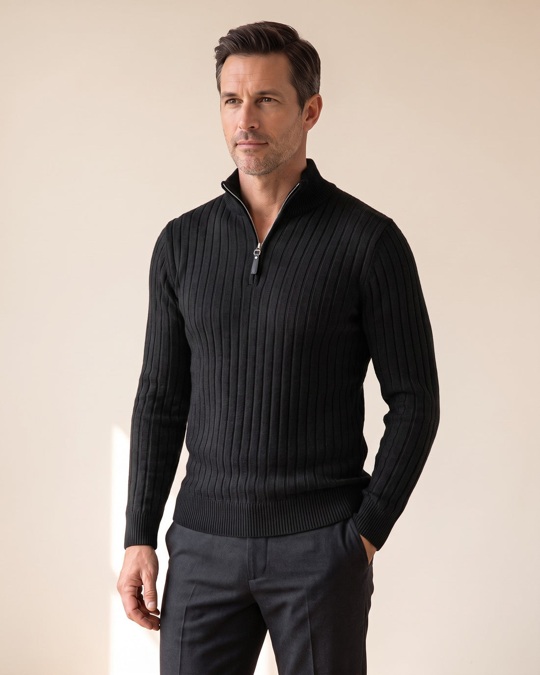 KEPT Men's Half-Zip Sweater - Zermatt in black