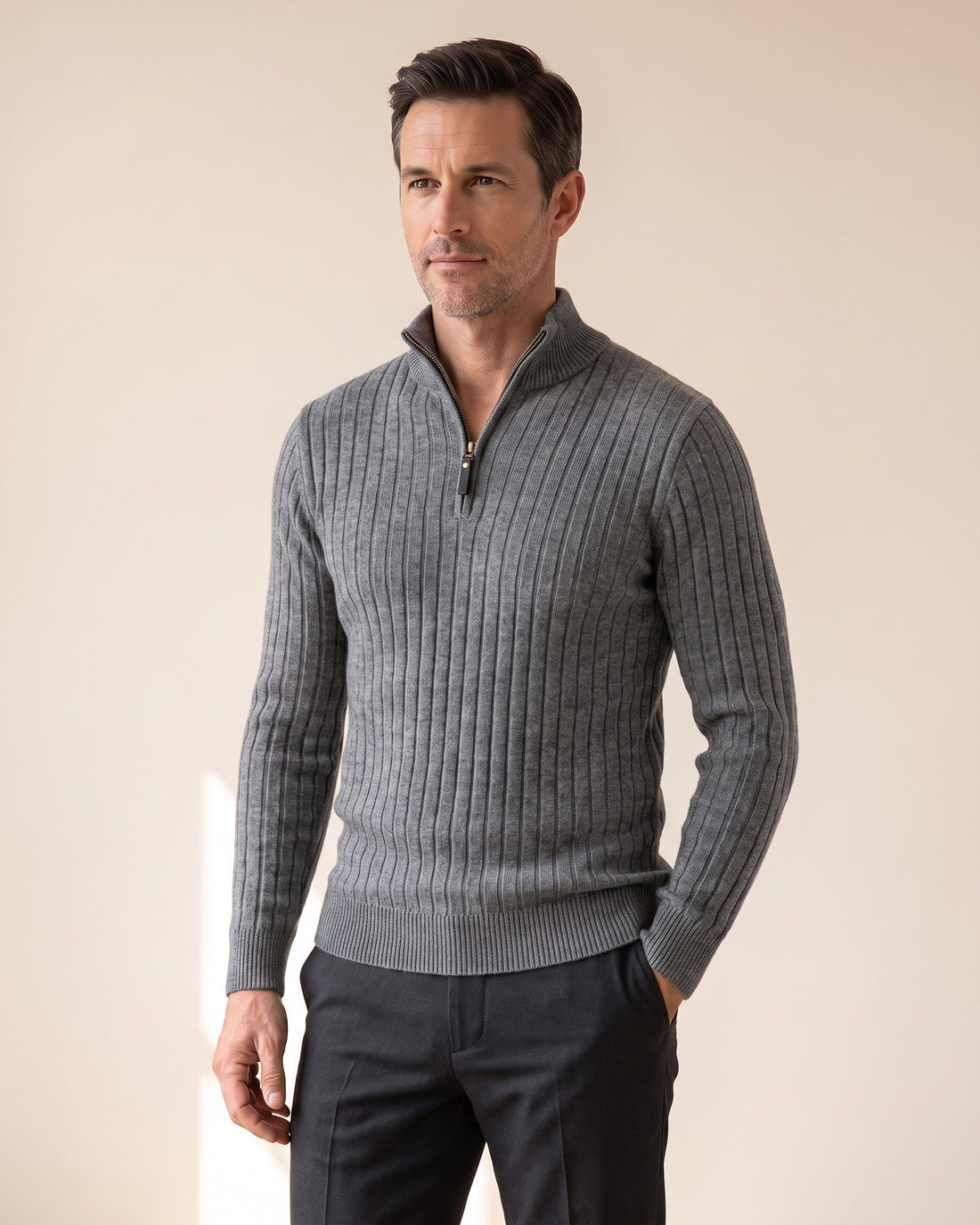 KEPT Men's Half-Zip Sweater - Zermatt in dark grey