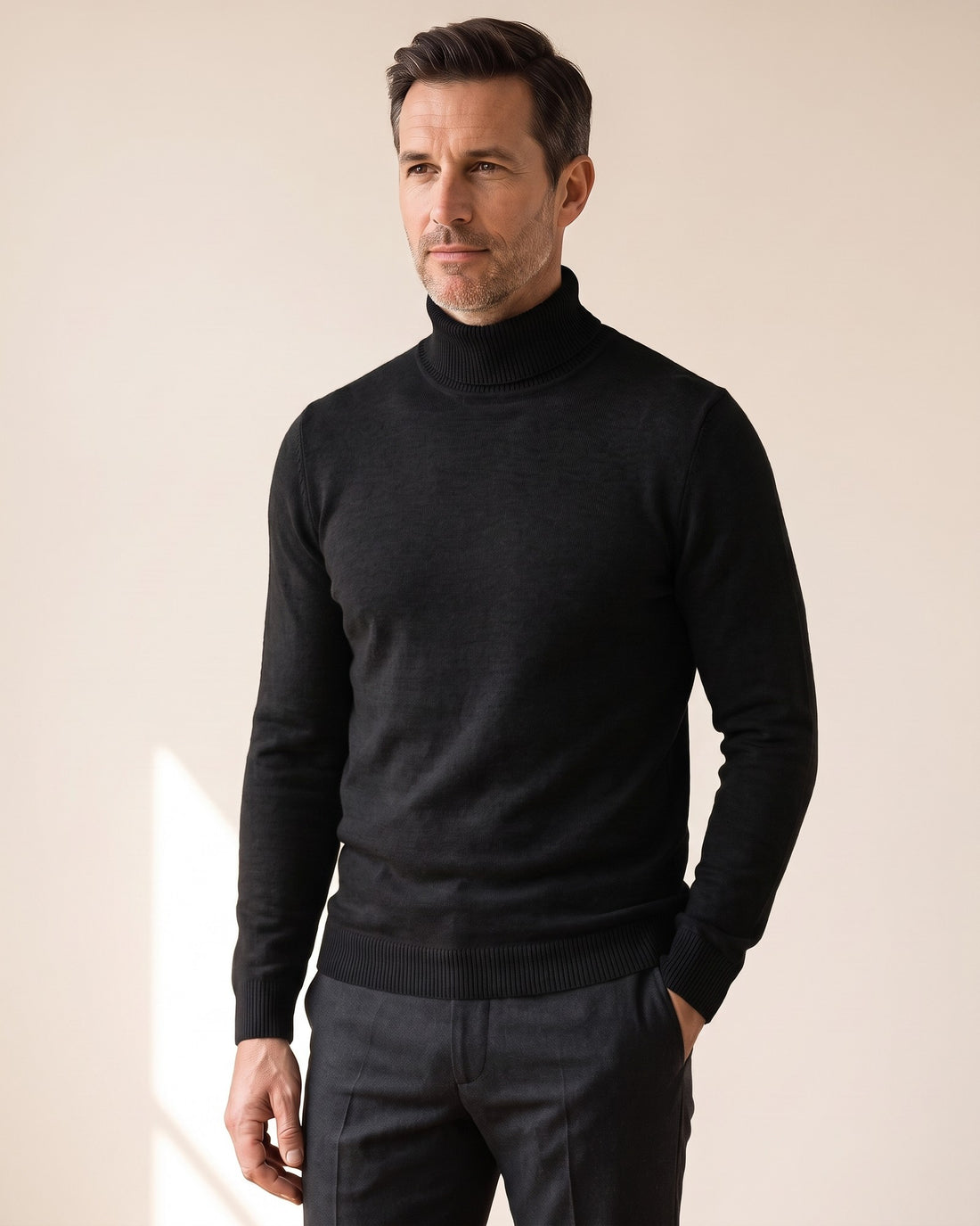 KEPT Men's Turtleneck Sweater - Jangsan in black