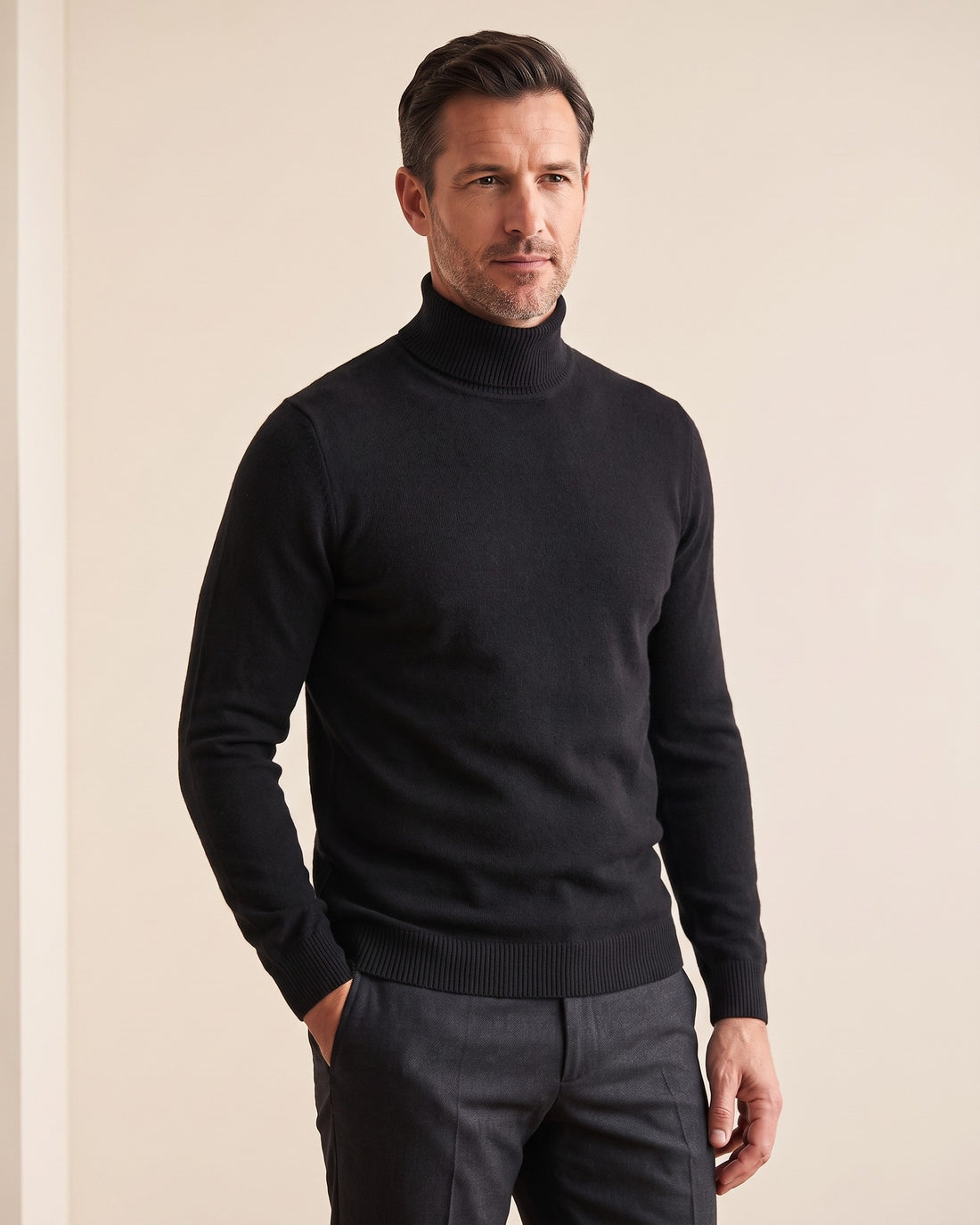 KEPT Men's Turtleneck Sweater - Gstaad in black