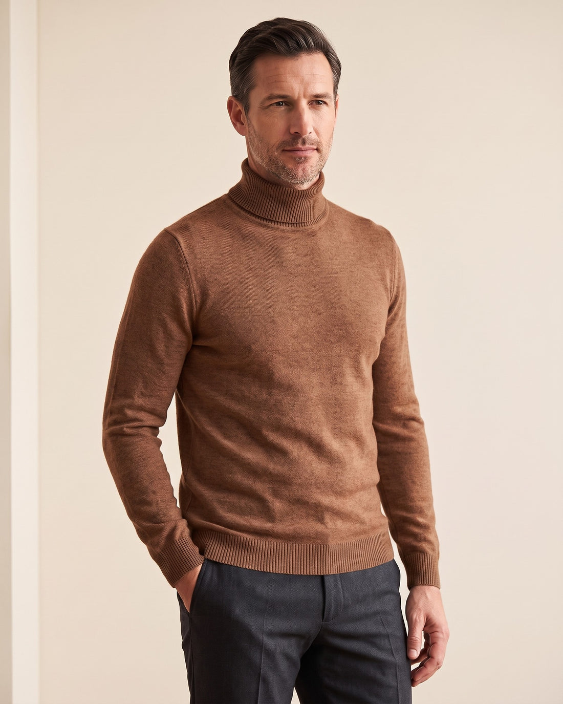 KEPT Men's Turtleneck Sweater - Gstaad in brown