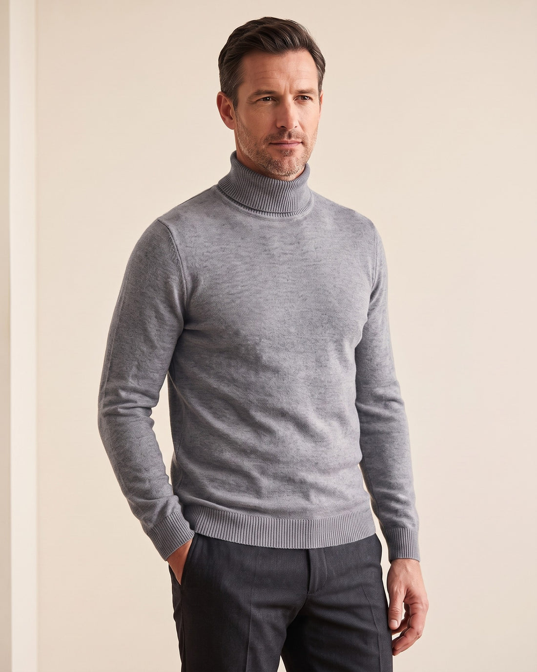 KEPT Men's Turtleneck Sweater - Gstaad in gray