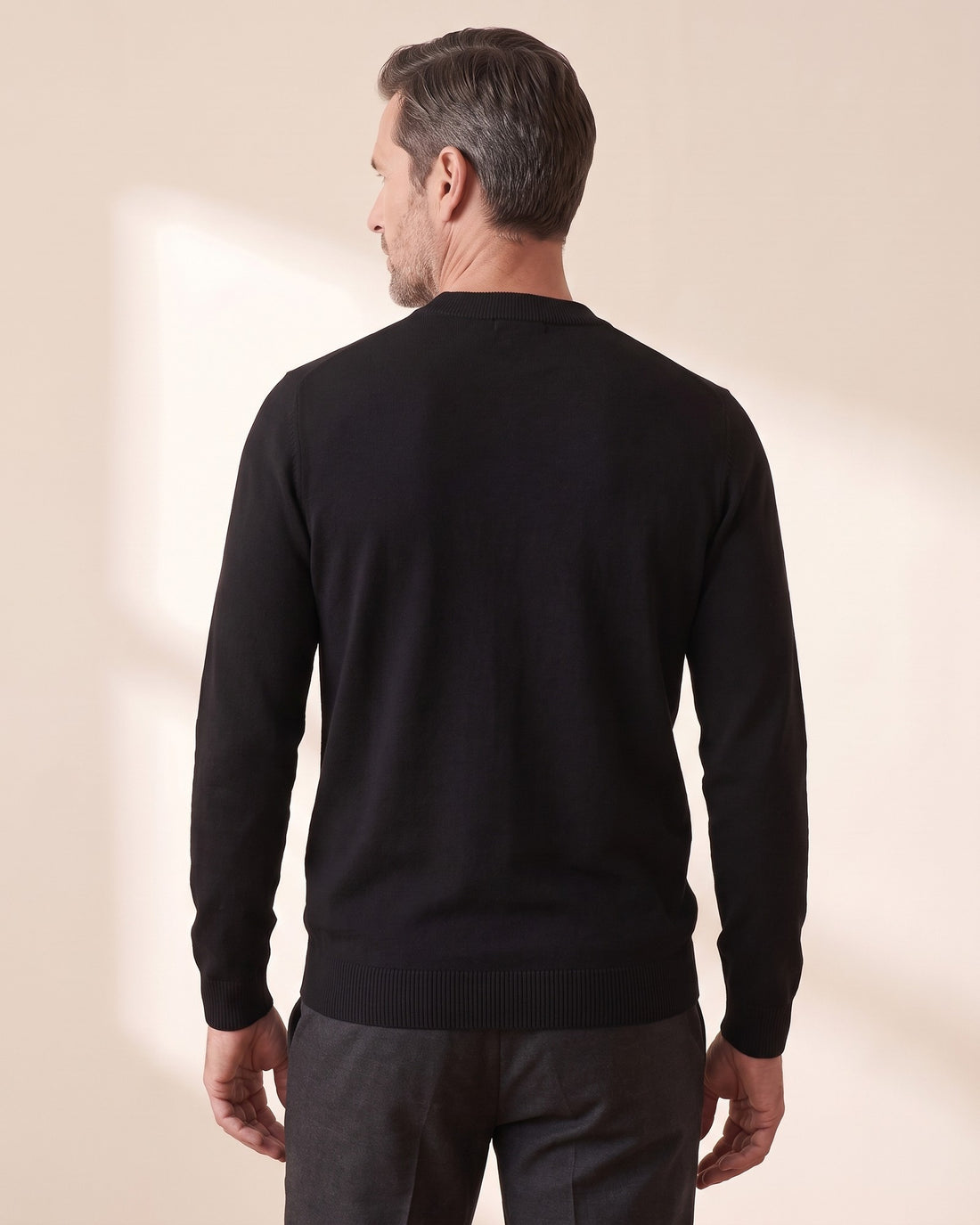 KEPT Men's Mock Neck Sweater - Trento in black, back view