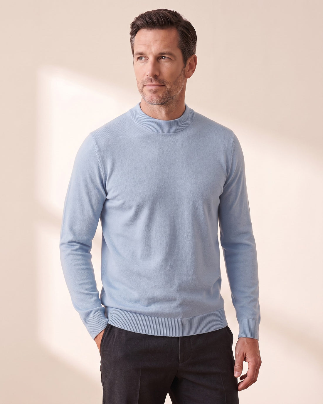 KEPT Men's Mock Neck Sweater - Trento in sky blue