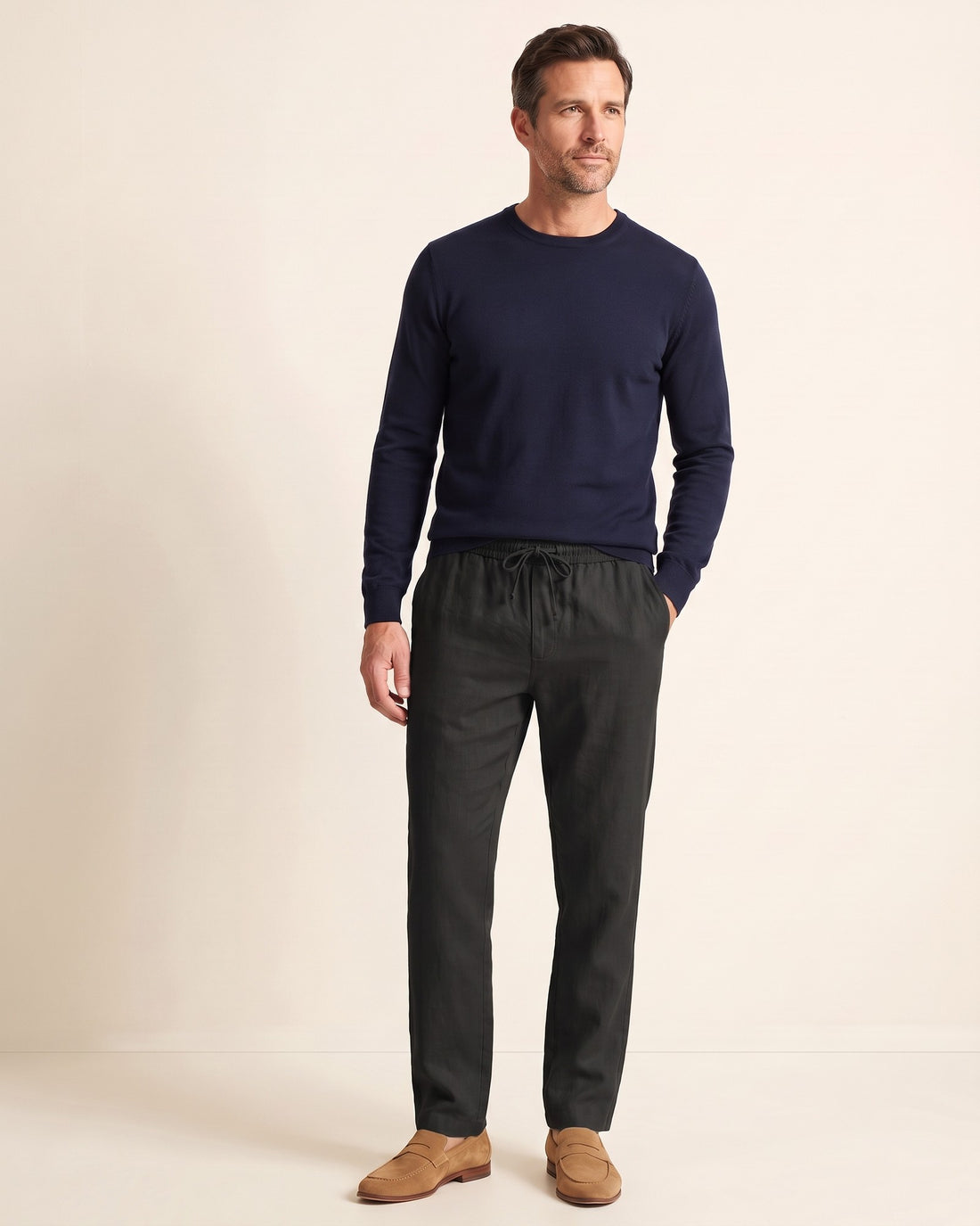 KEPT Men's Drawstring Pants - Capri in black