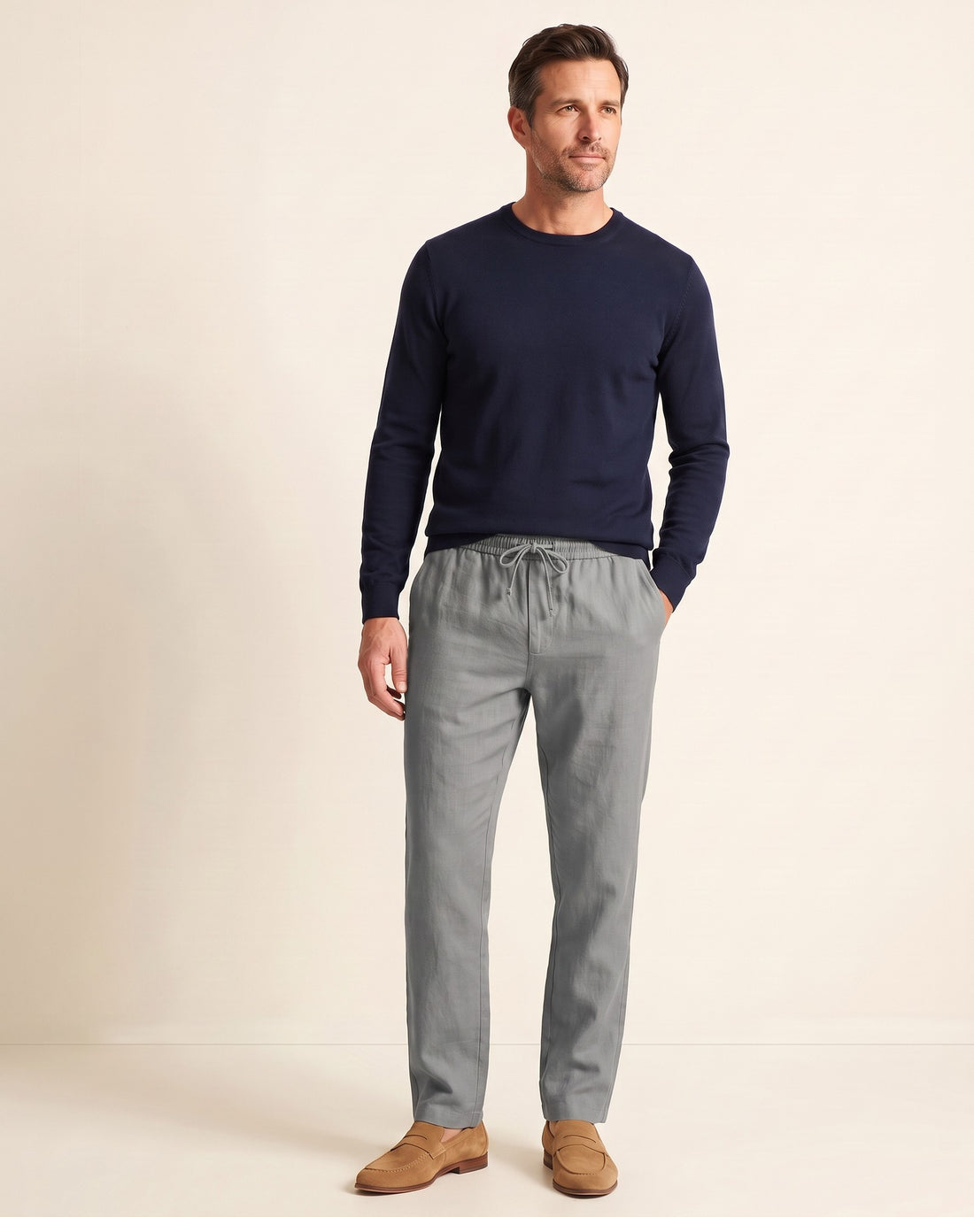 KEPT Men's Drawstring Pants - Capri in grey