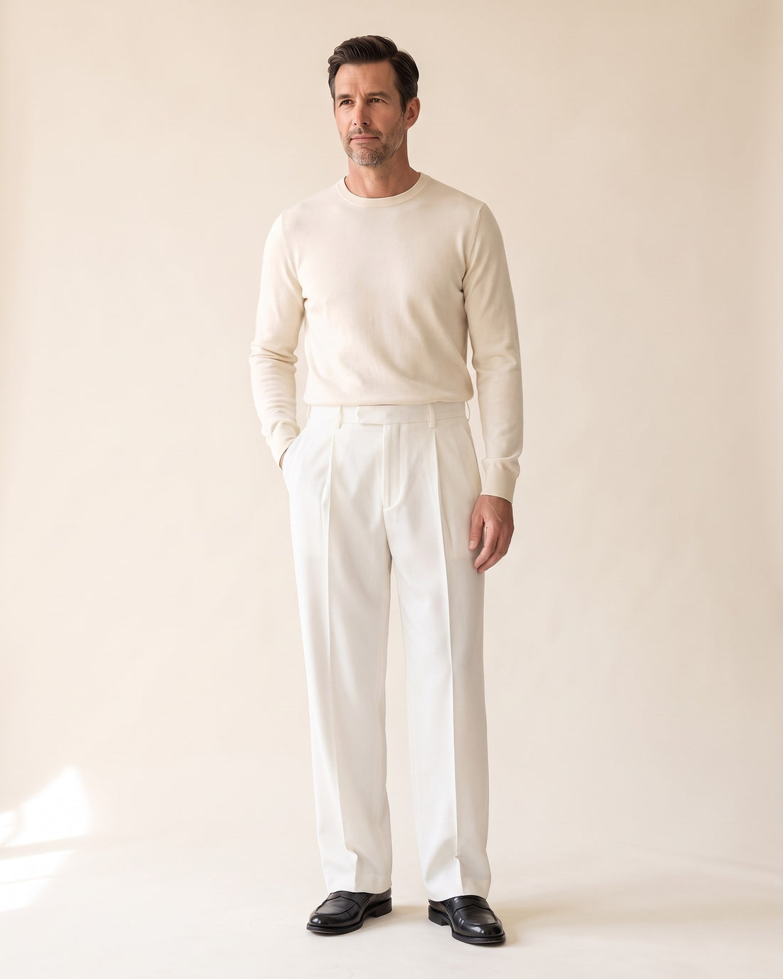 KEPT Men's Pleated Pants - Gunsan in white