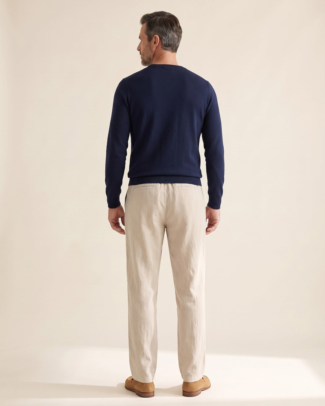 KEPT Men's Summer Pants - Cannes in beige, back view