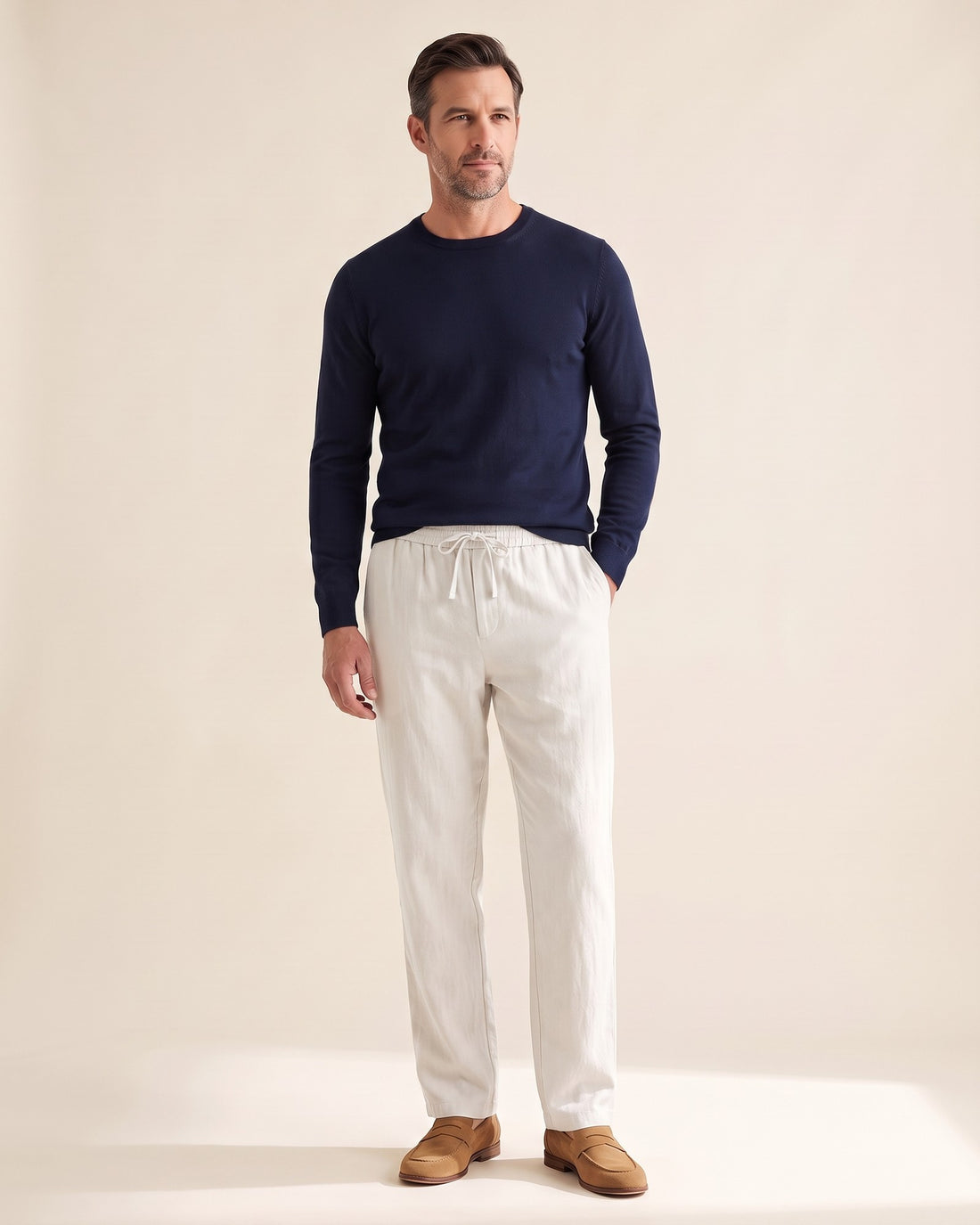 KEPT Men's Summer Pants - Cannes in white