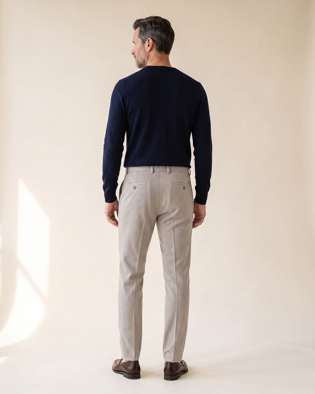 KEPT Men's Pants - Cortina in beige, back view