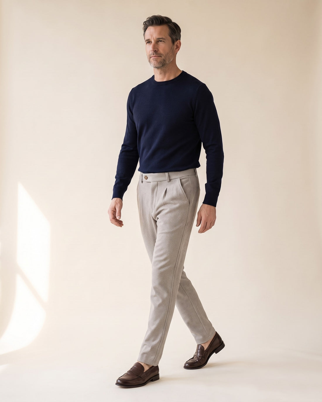 KEPT Men's Pants - Cortina in beige, in motion