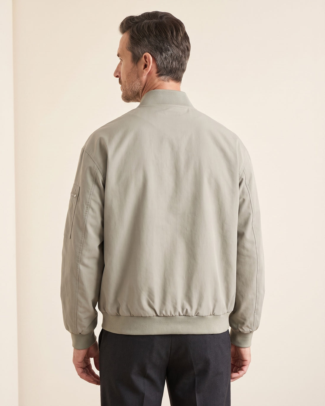 KEPT Men's Bomber Jacket - Genoa in grey, back view