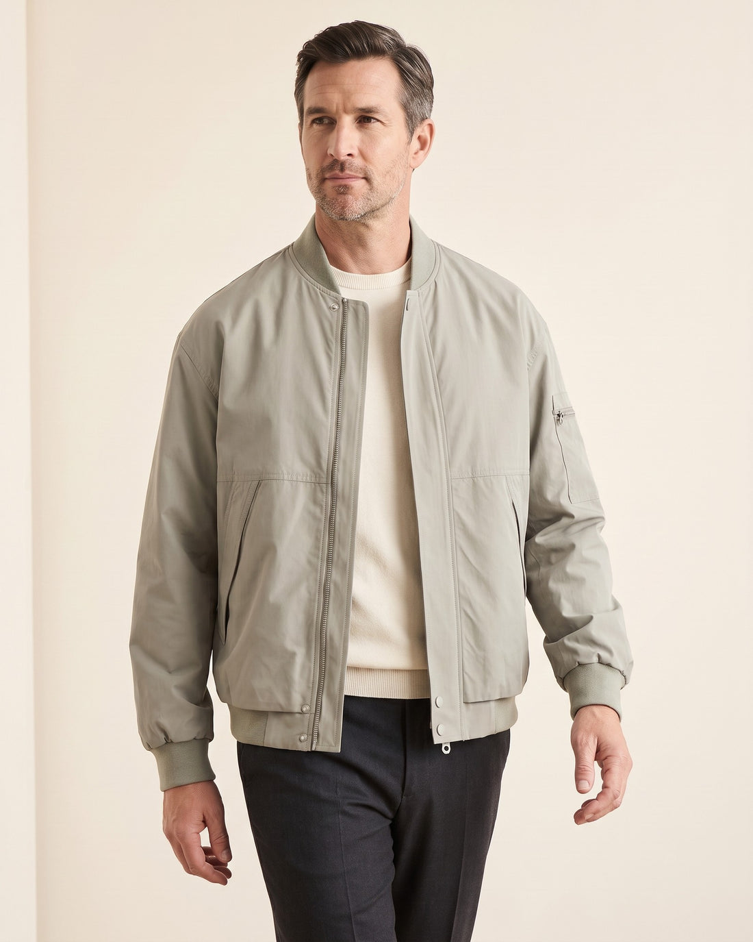 KEPT Men's Bomber Jacket - Genoa in grey, in motion