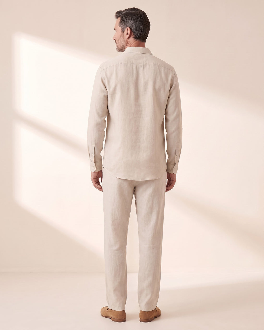 KEPT Men's 2-Piece Outfit Set - Menton in beige, back view
