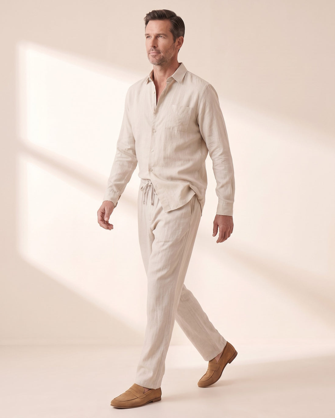 KEPT Men's 2-Piece Outfit Set - Menton in beige, in motion