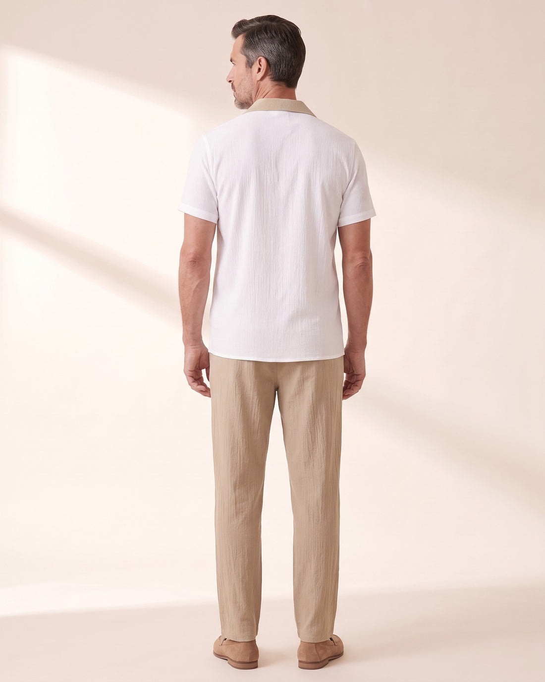 KEPT Men's 2-Piece Outfit Set - Sardinia in tan, back view