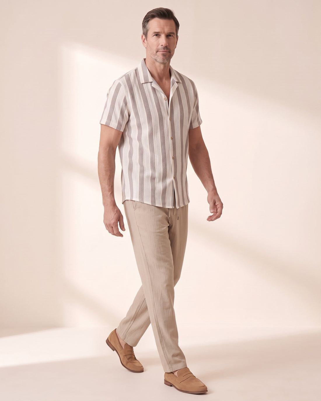 KEPT Men's 2-Piece Outfit Set - Sanremo in beige, in motion