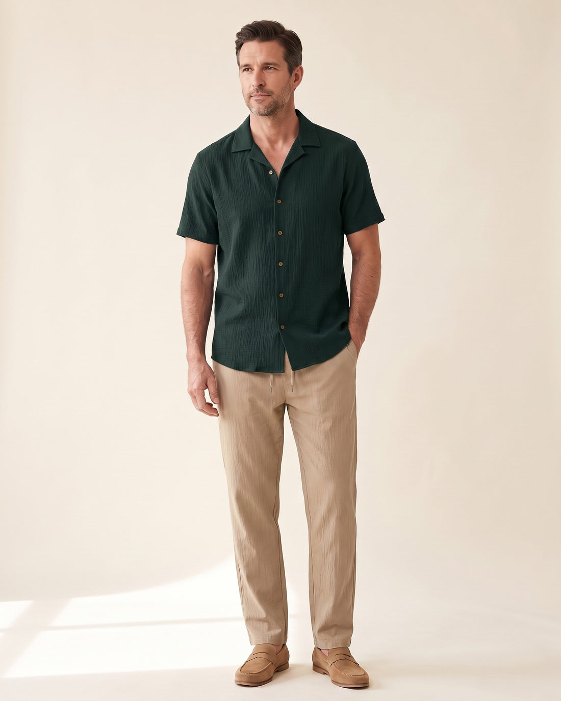 KEPT Men's 2-Piece Outfit Set - Sorrento in dark green and tan