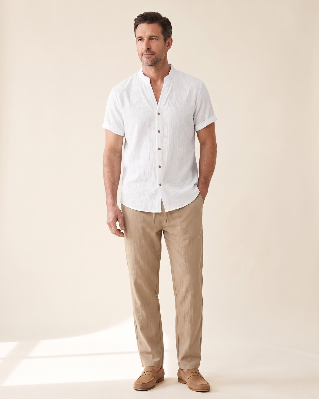 KEPT Men's 2-Piece Outfit Set - Sorrento in white and tan