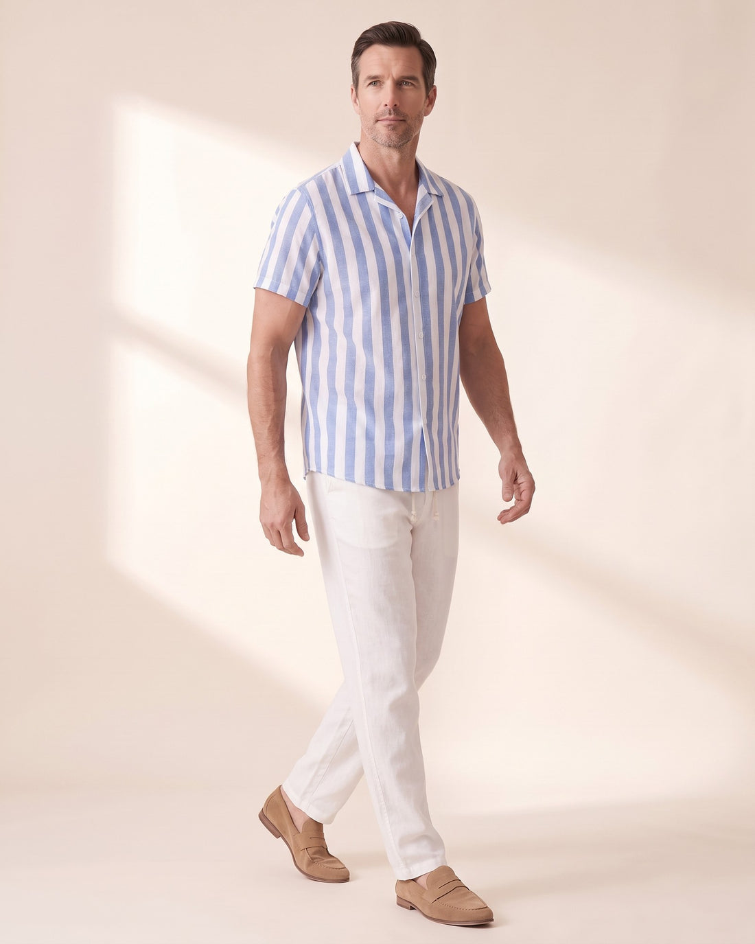 KEPT Men's 2-Piece Outfit Set - Amalfi in light blue, in motion