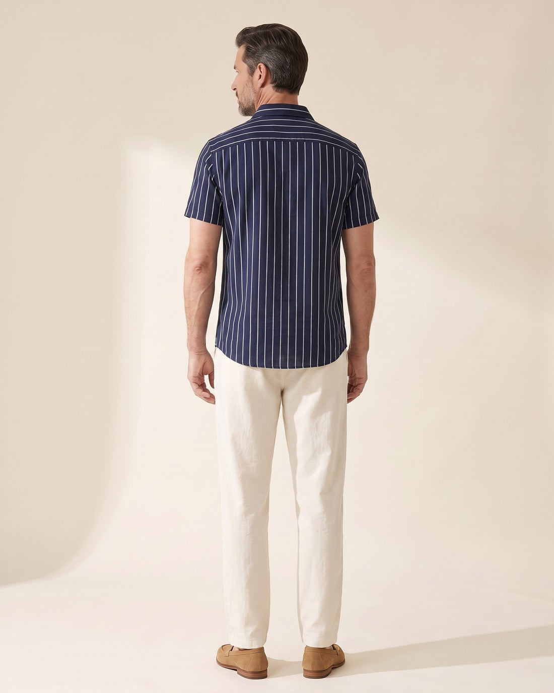 KEPT Men's 2-Piece Outfit Set - Bandol in navy and beige, back view