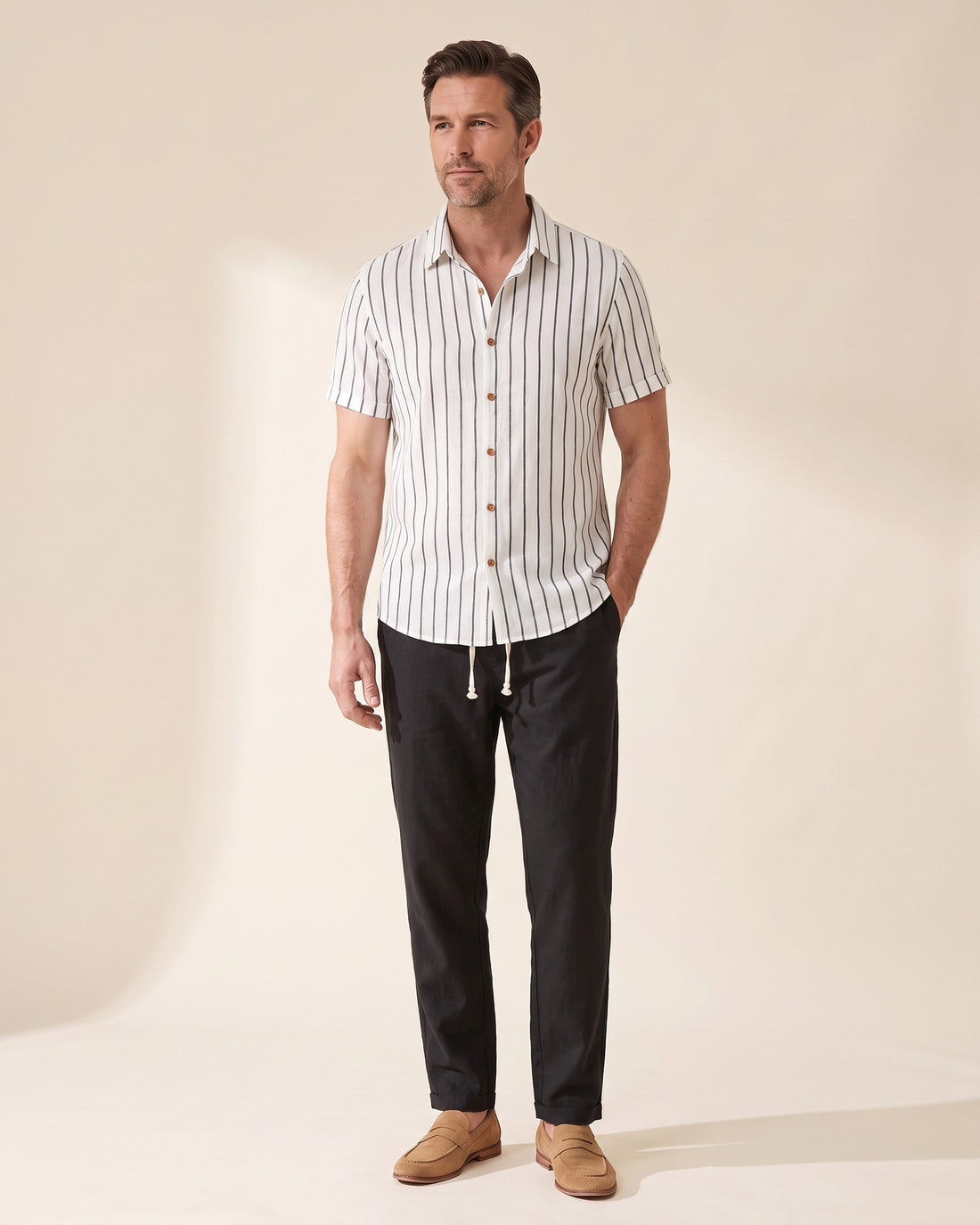 KEPT Men's 2-Piece Outfit Set - Bandol in white and black