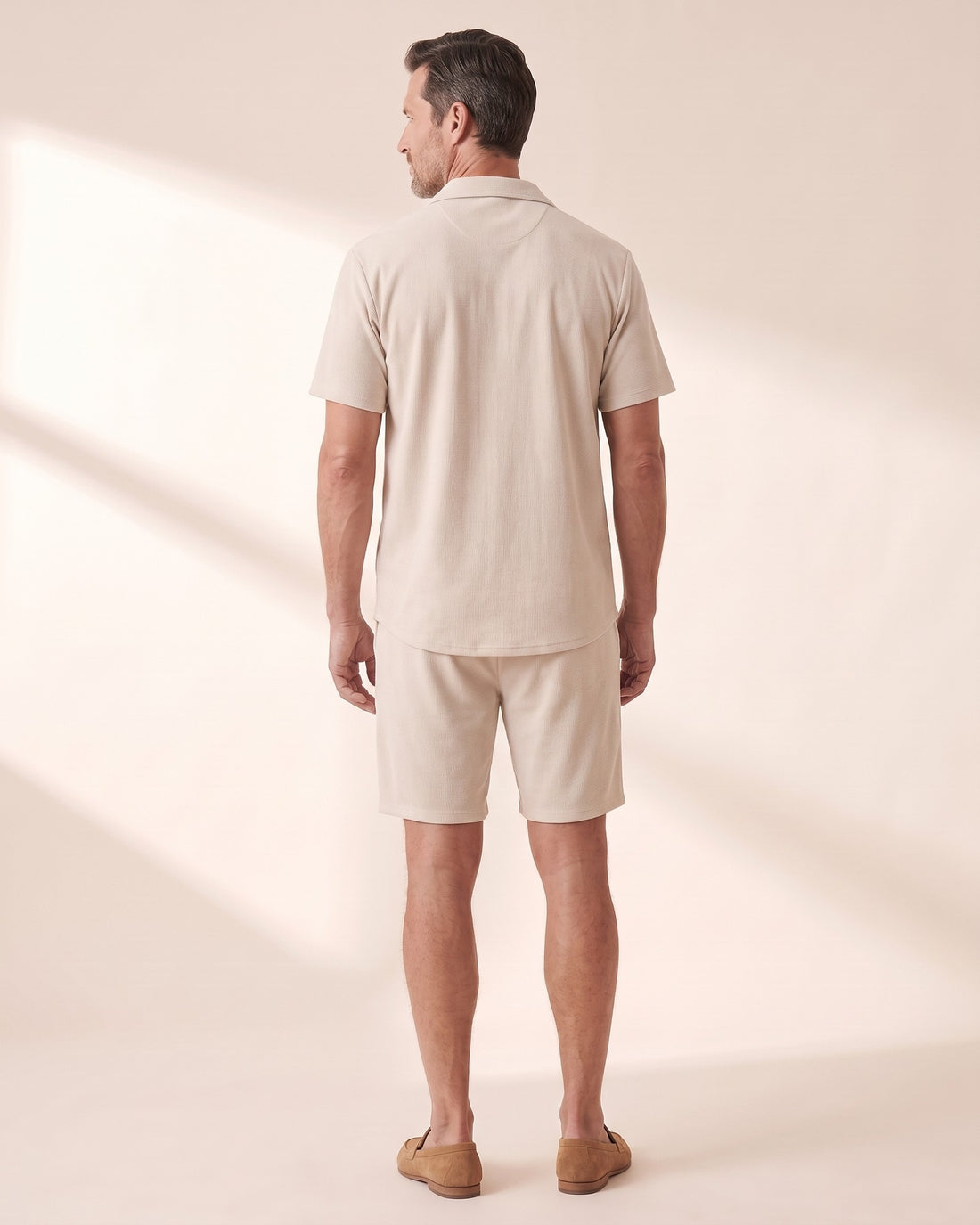 KEPT Men's 2-Piece Outfit Set - Riviera in beige, back view